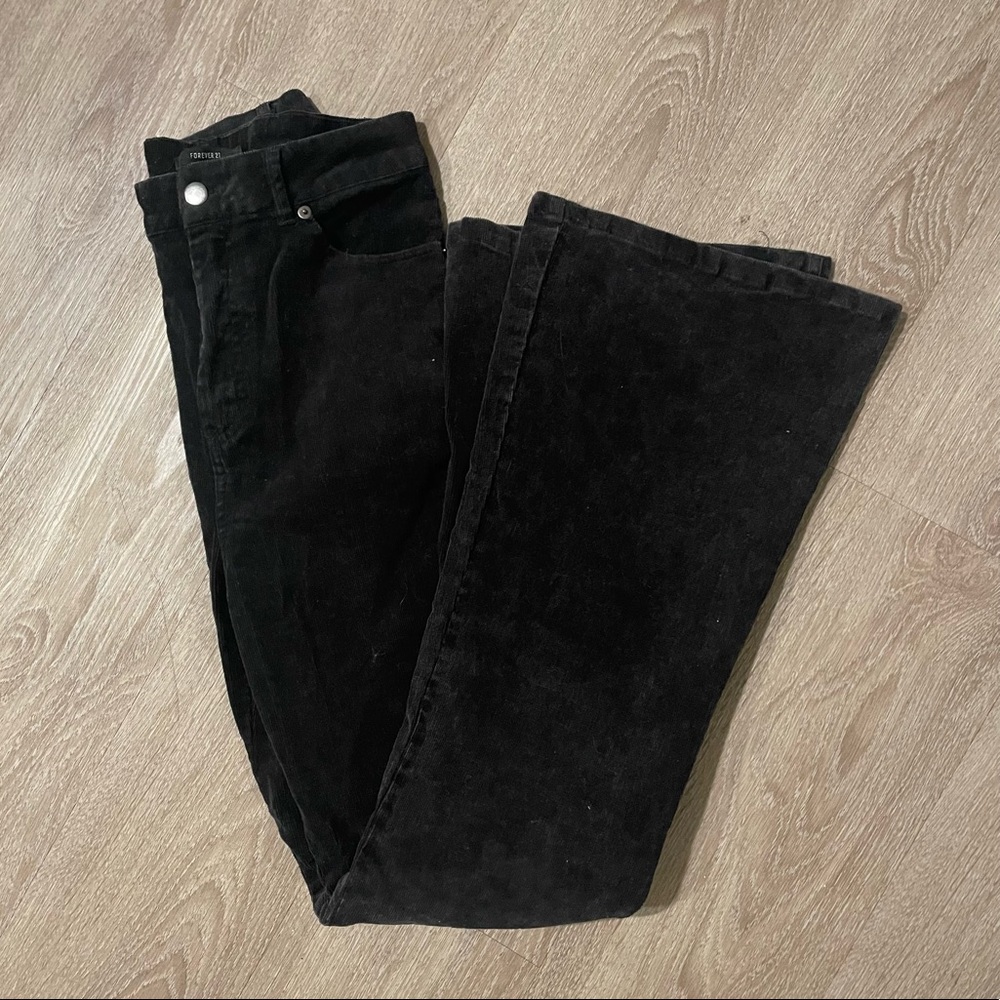 black corduroy flared jeans